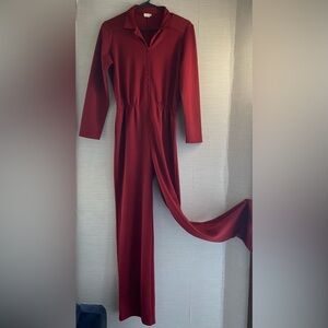 Vintage “Beeline”Maroon Polyester jumpsuit